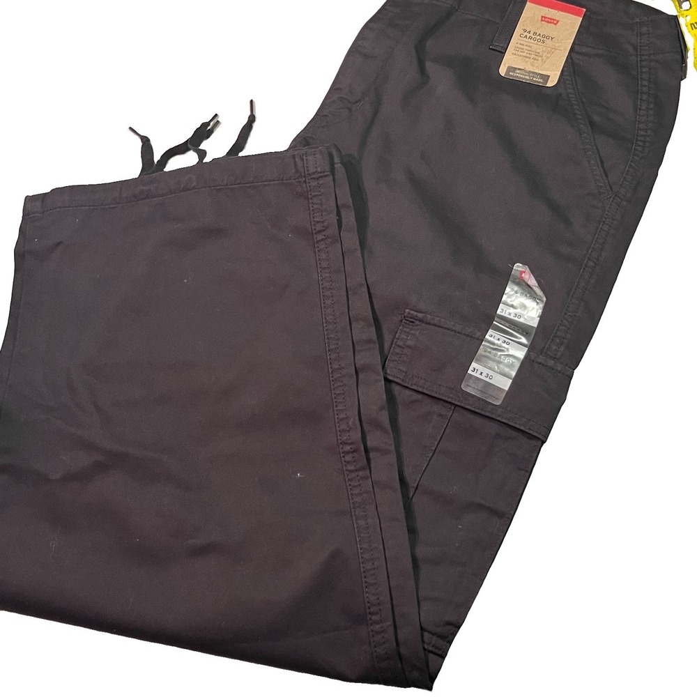 Levi's 94 Baggy Cargo Pants Women's 31x30 Black Mid Rise Drawstring Hem NWT